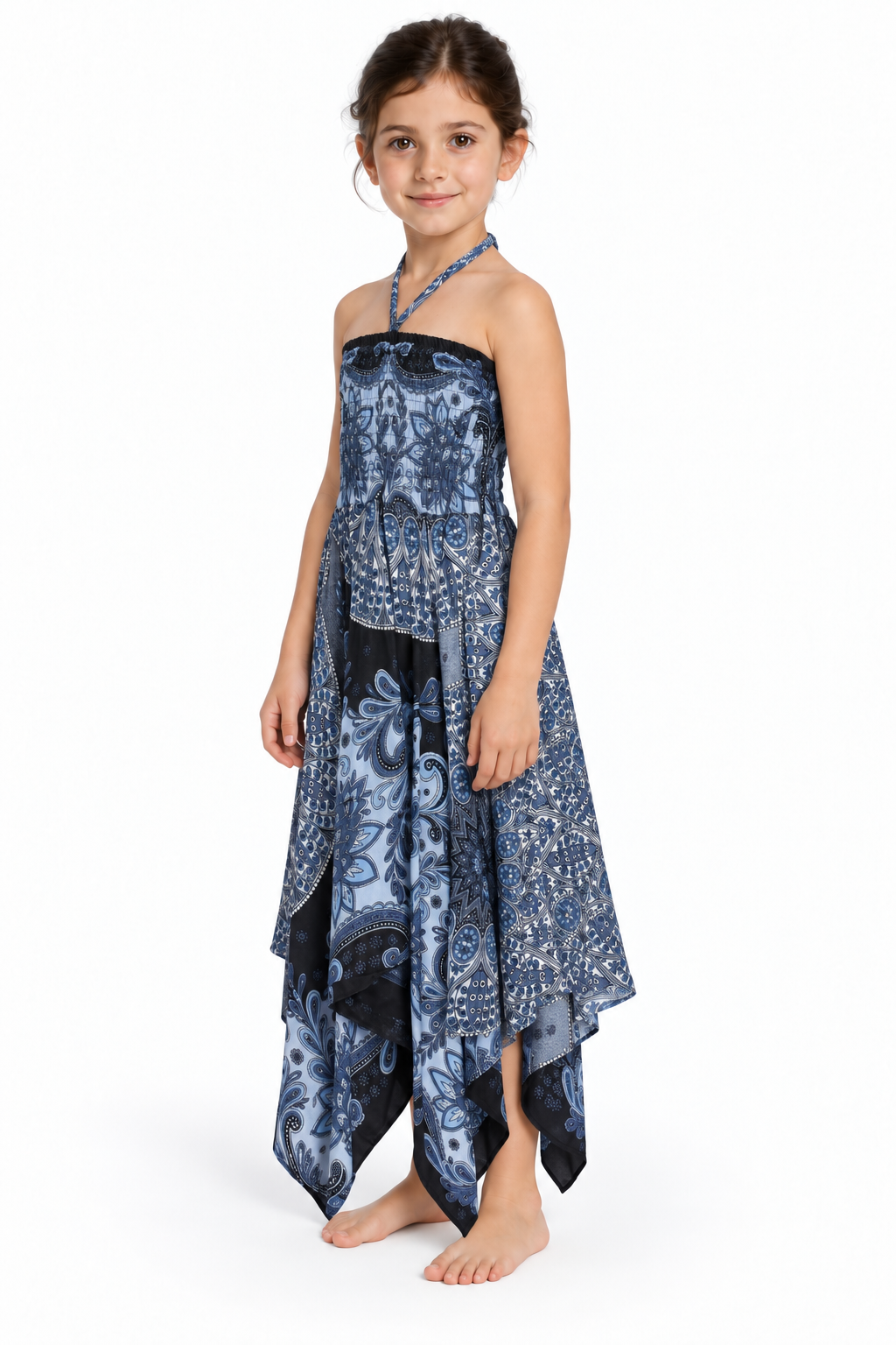 Moonlight Peacock Mandala – Rayon Convertible Dress-Cum-Skirt – dress quarter side