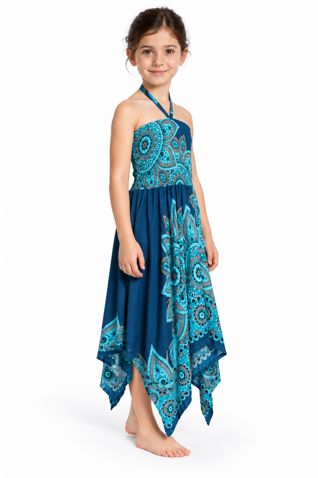 Ocean Peacock Mandala – Rayon Convertible Dress-Cum-Skirt – dress quarter side