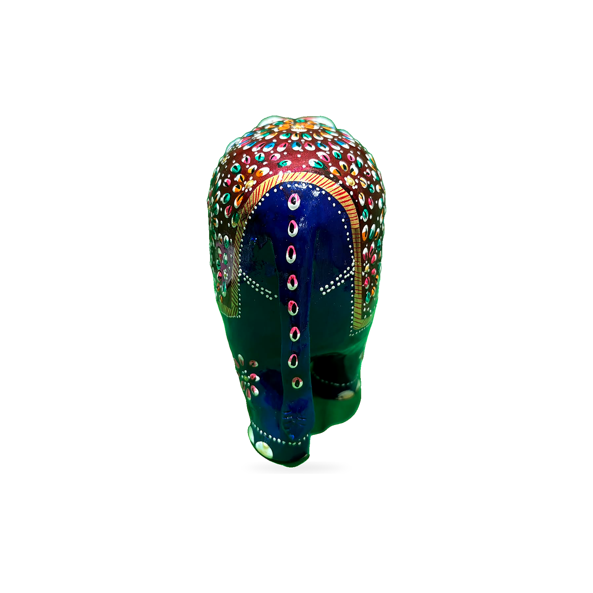 Beaded Decorative Elephant - Blue and Red - corrected view 3