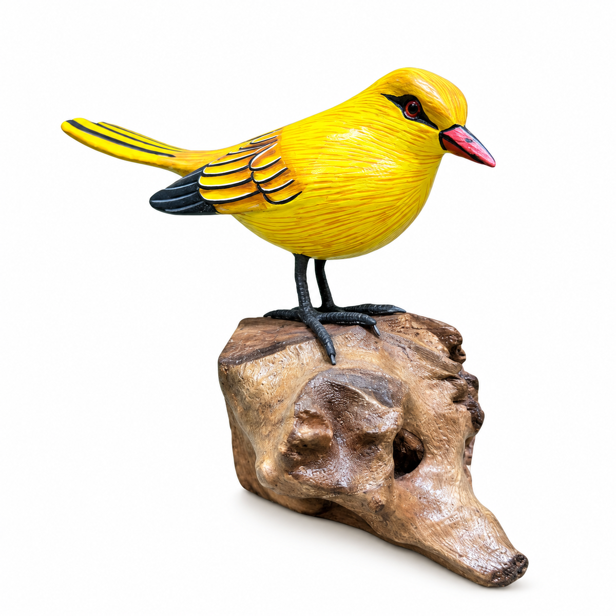 Hand-Painted Yellow Bird on Driftwood - corrected view 3