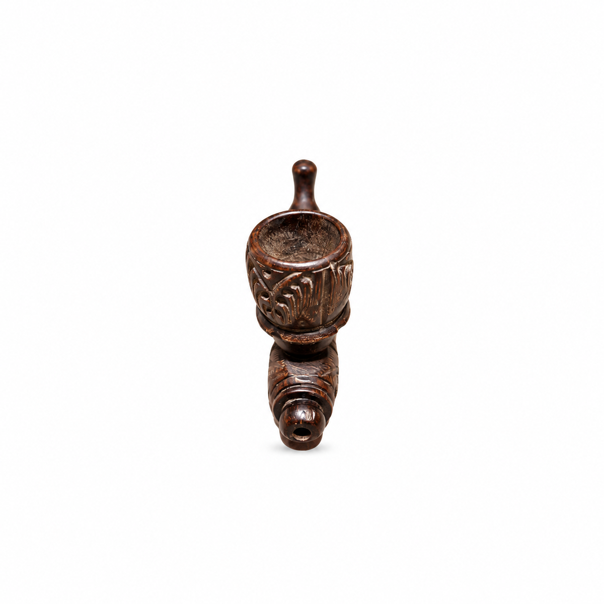 Handmade Indian Carved Wooden Pipe – Dark Floral - view 3
