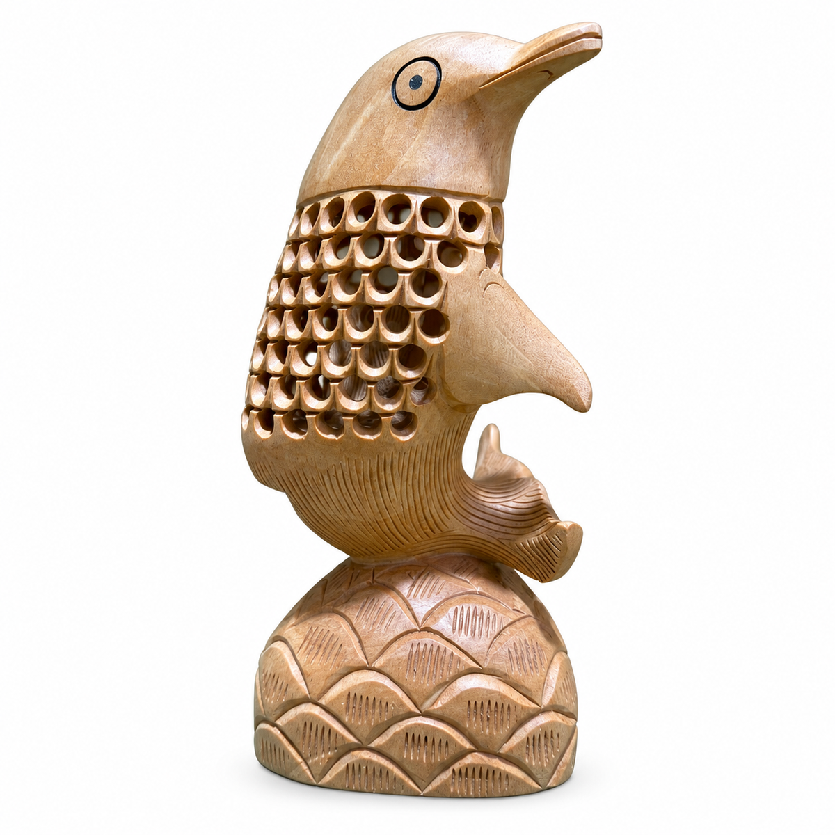 Carved Openwork Bird on Lotus Base