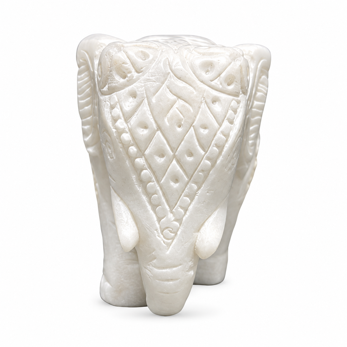 Indian Hand-Carved White Marble Elephant Within Elephant