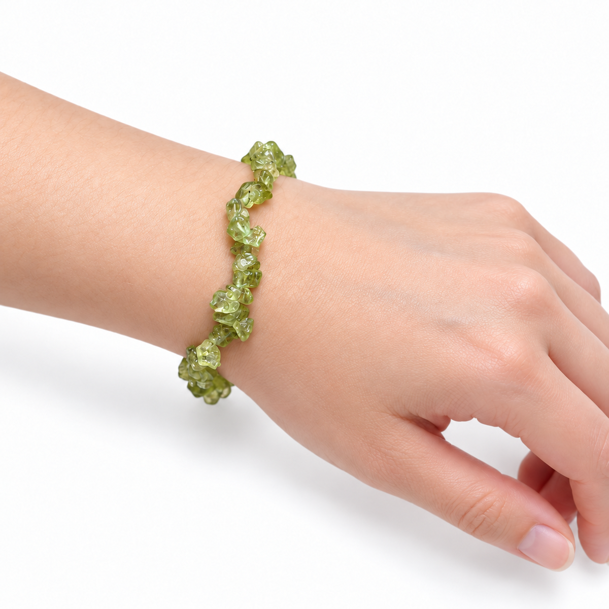 Olivine Chip Bracelet — wrist side view