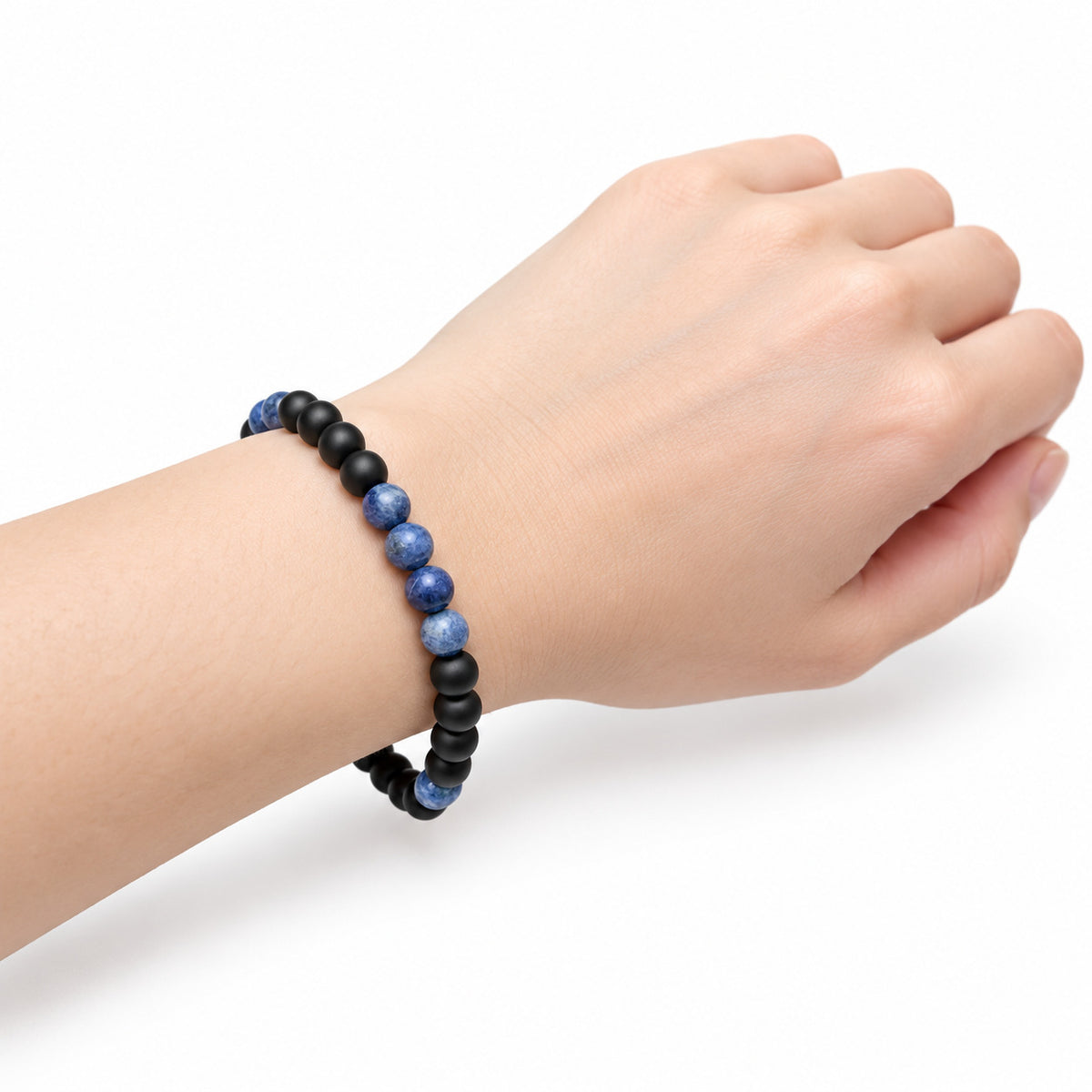 Sodalite Bead Bracelet - Dark — wrist side view