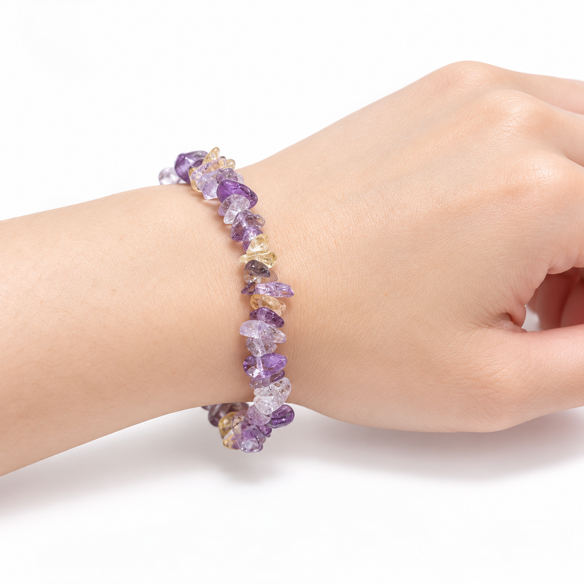 Ametrine Chip Bracelet — wrist side view