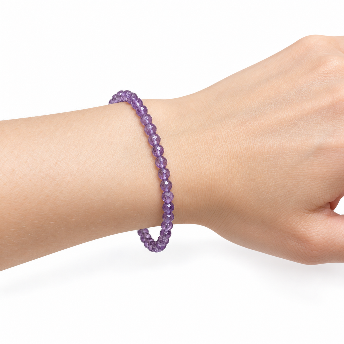 Amethyst Fine Bead Bracelet - Medium — wrist side view