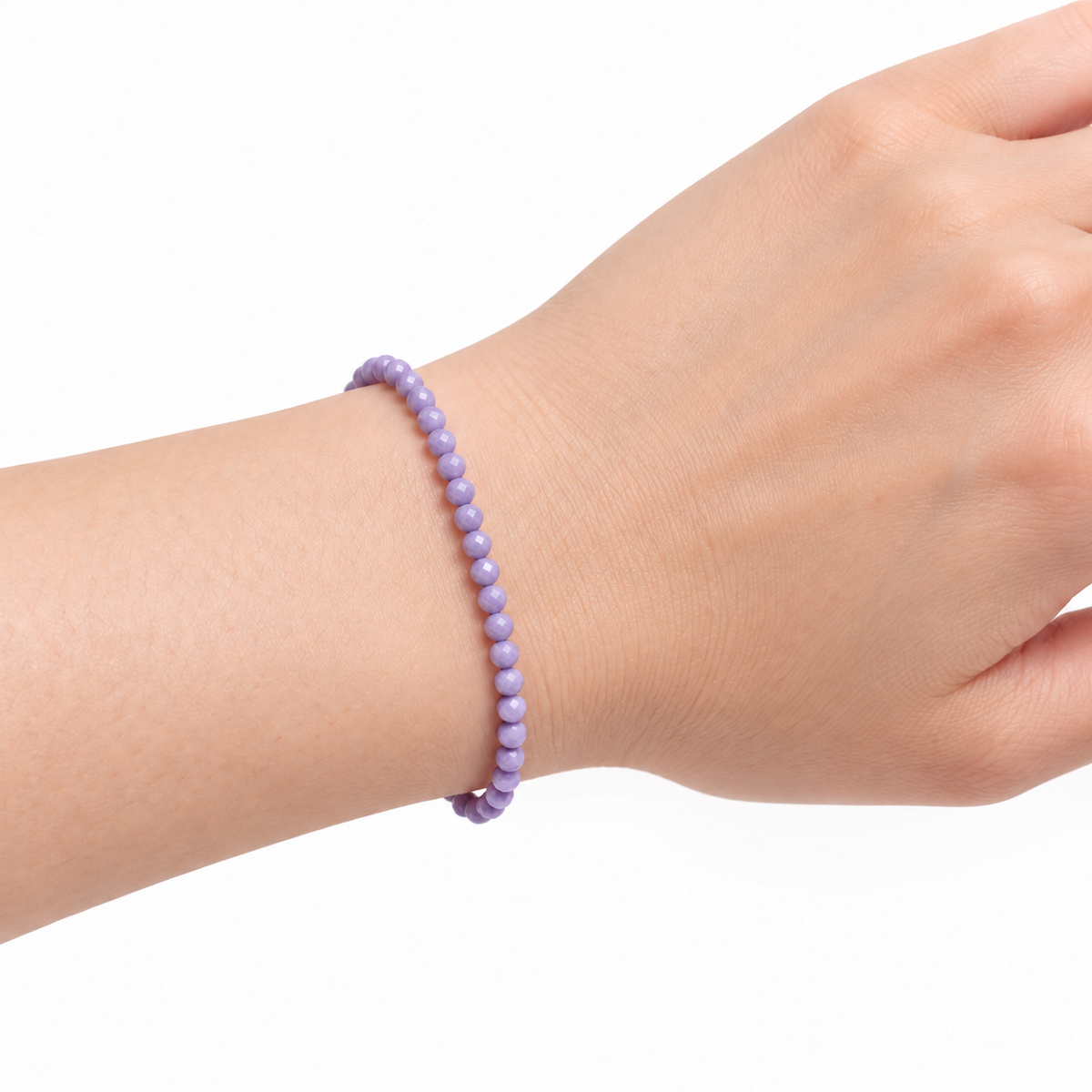 Phosphosiderite Fine Bead Bracelet — wrist side view