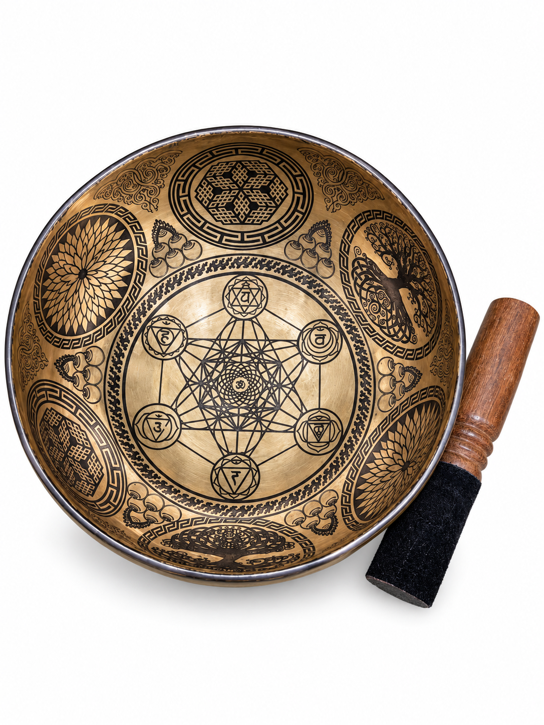 Handmade Nepalese Engraved Bronze Singing Bowl Set - view 3
