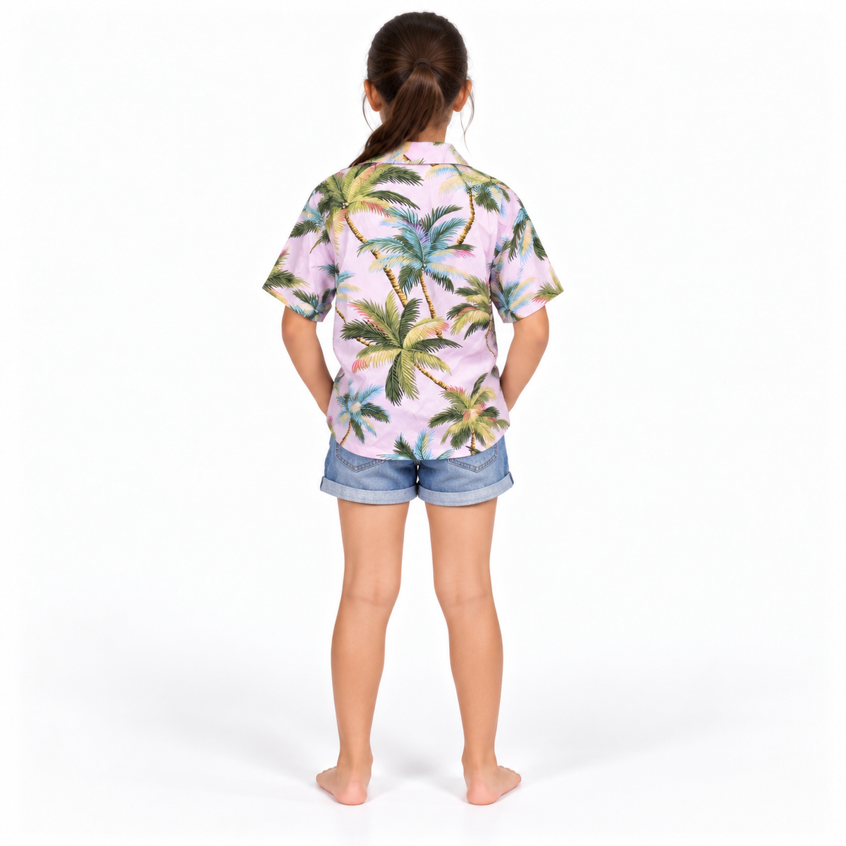 Pink Palm Trees Shirt - model back view