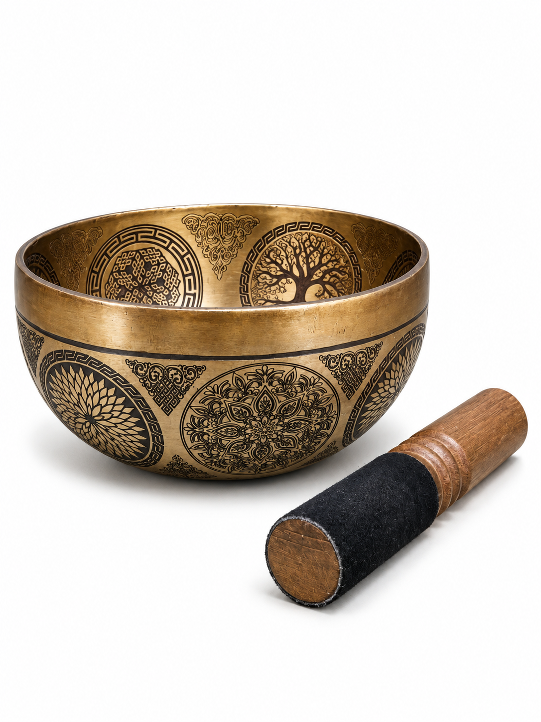 Handmade Nepalese Engraved Bronze Singing Bowl Set - view 4