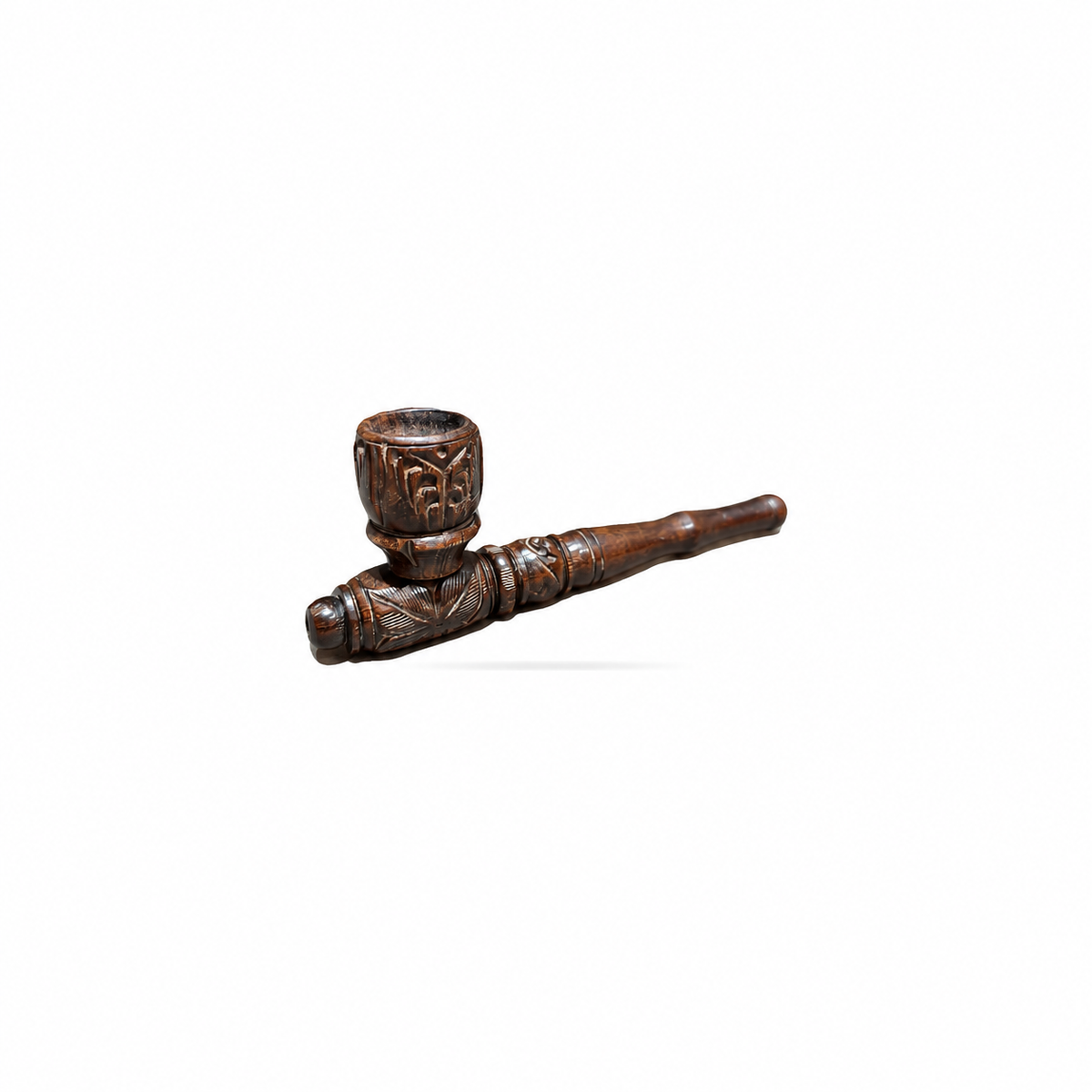 Handmade Indian Carved Wooden Pipe – Dark Floral - view 4