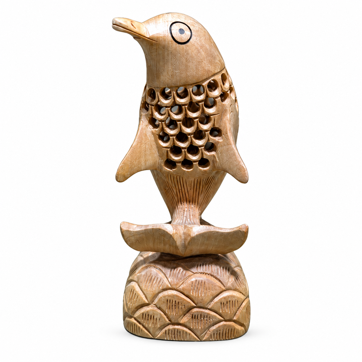Carved Openwork Bird on Lotus Base