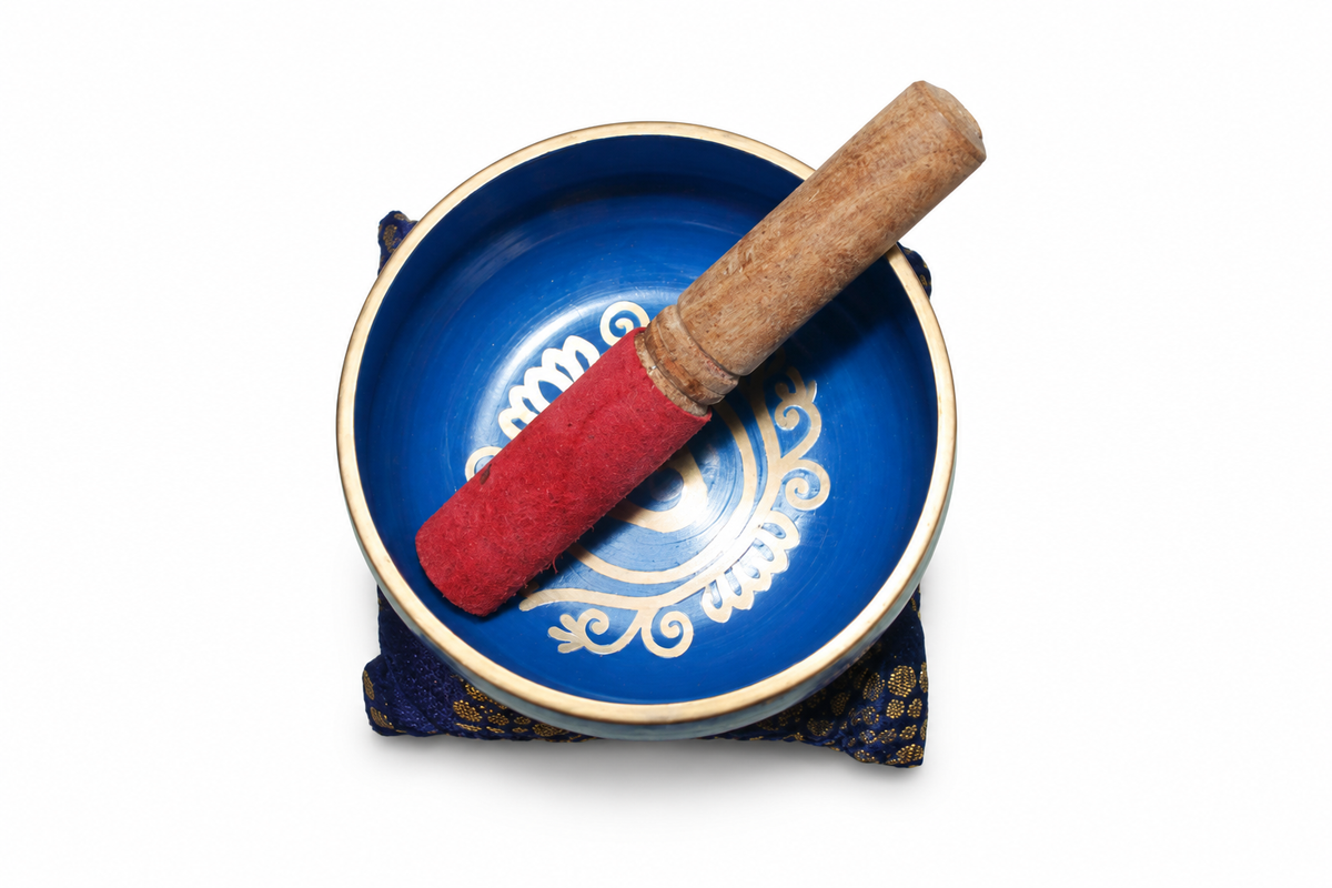 Blue Embossed Singing Bowl - 04-back