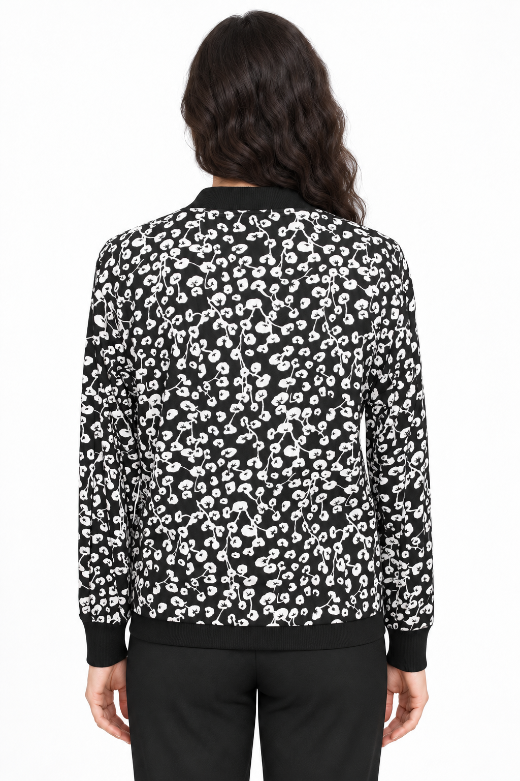Jacket - Black White Floral Pattern - image 4