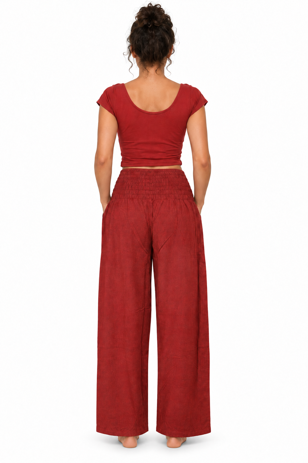Rust Wide Leg Pants back view