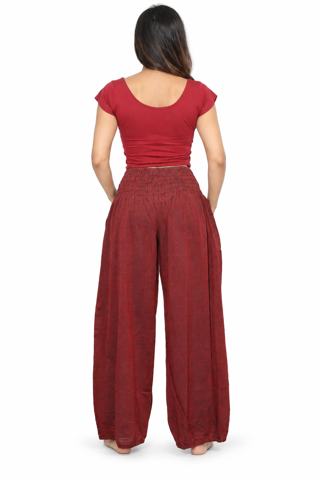 Rust Embroidered Palazzo back view