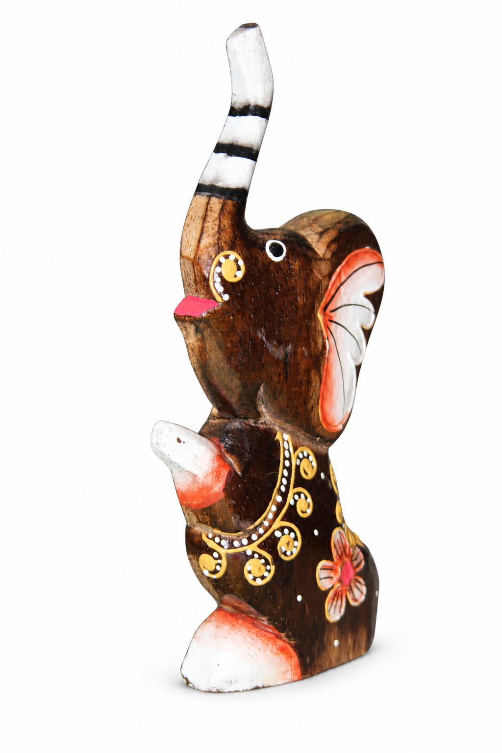 Painted Wooden Elephant Small Floral - 04-back