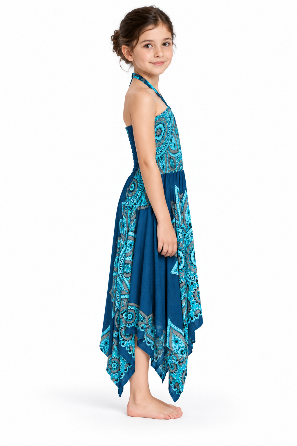 Ocean Peacock Mandala – Rayon Convertible Dress-Cum-Skirt – dress side
