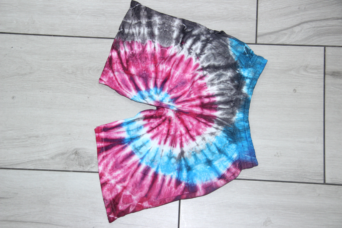 Magenta Blue Tie-Dye Shorts - fabric and design detail
