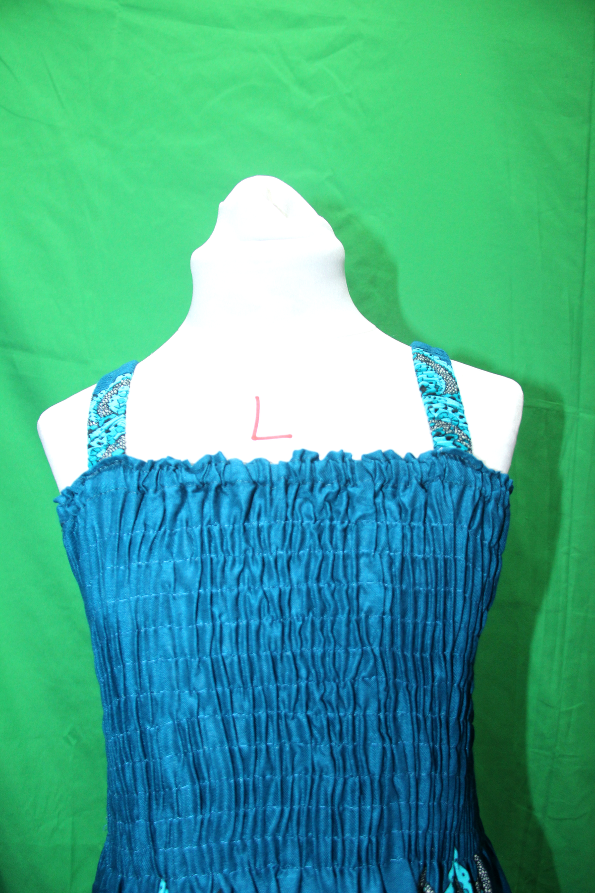 Ocean Blue Mandala Smocked Dress - fabric and design detail