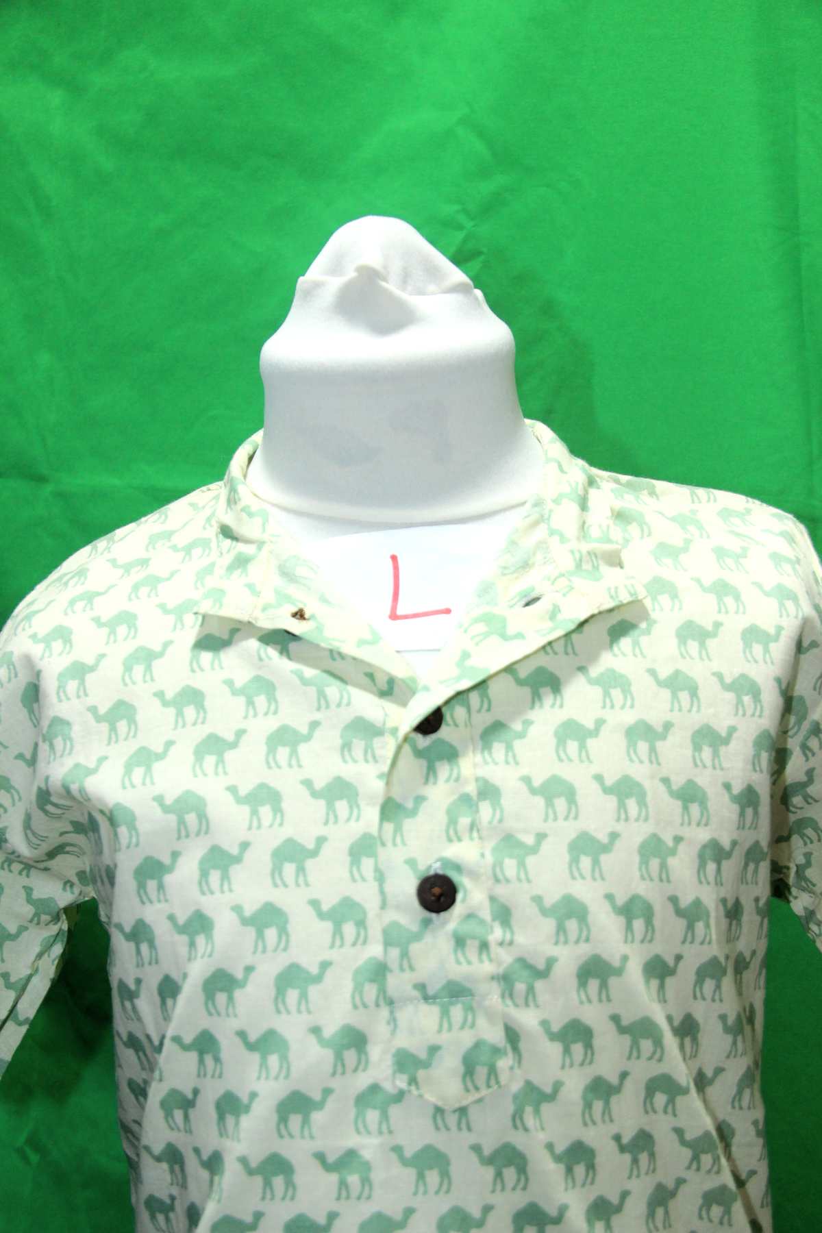 Mint Camel Print Shirt - fabric and design detail