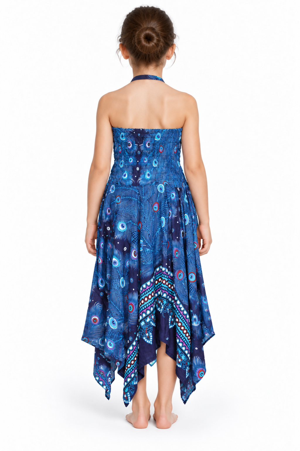 Peacock Feather Eyes – Rayon Convertible Dress-Cum-Skirt – dress back