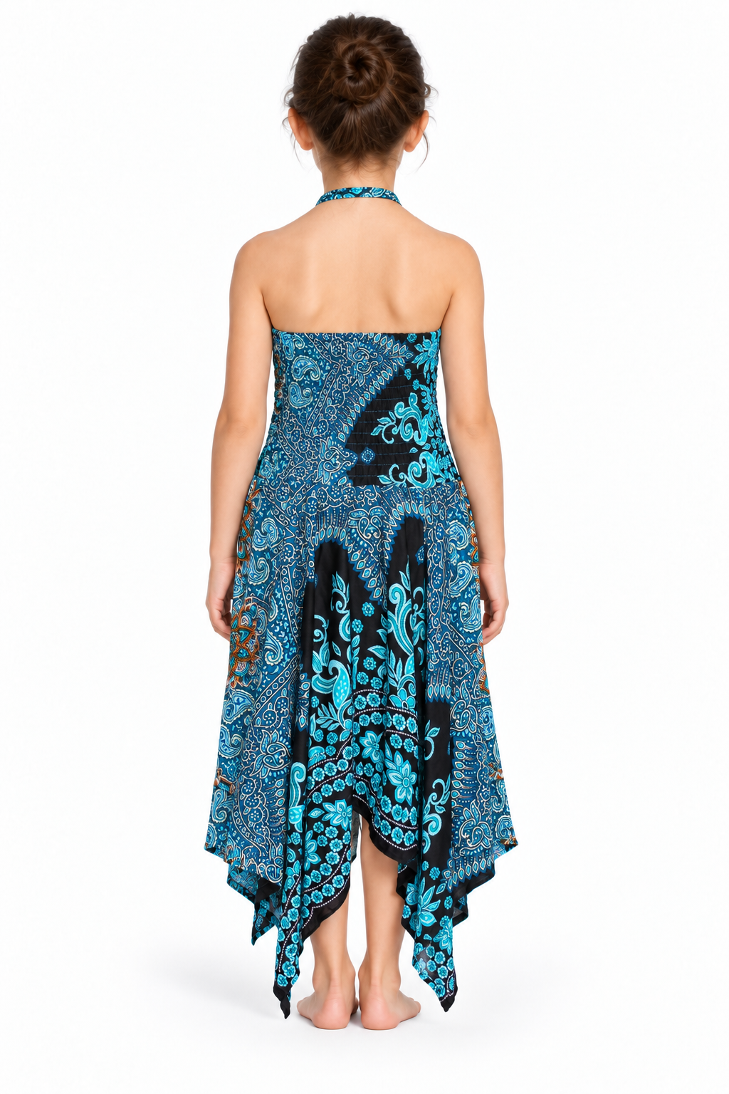 Turquoise Peacock Mandala – Rayon Convertible Dress-Cum-Skirt – dress back