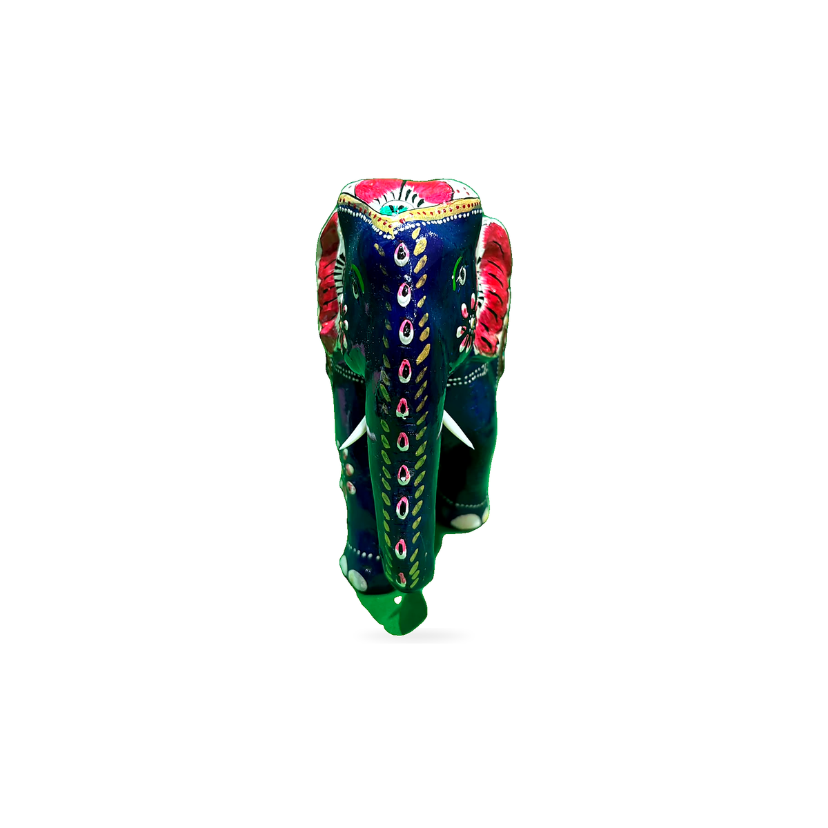 Beaded Decorative Elephant - Blue and Red - corrected view 5