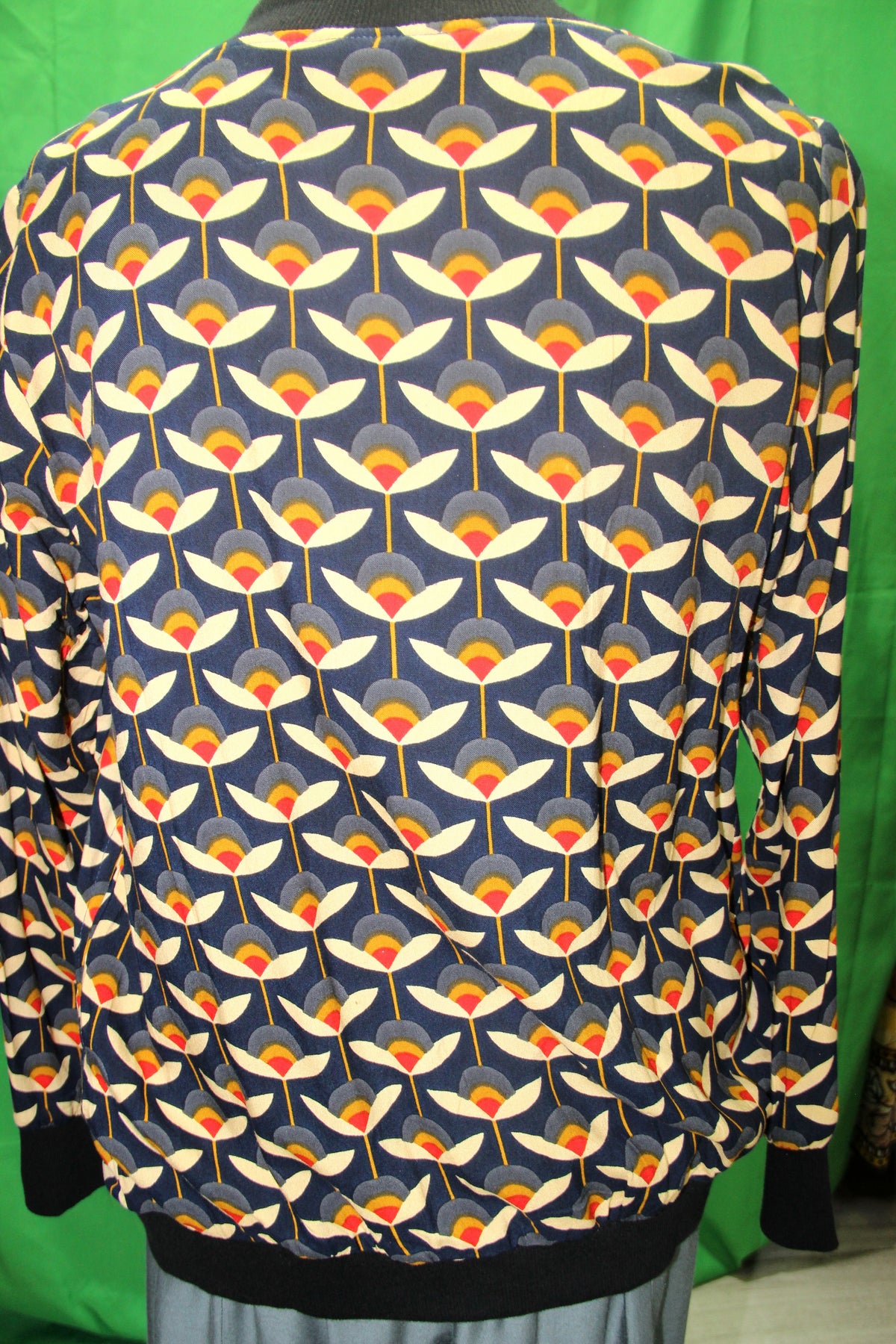 Jacket - Black Multicolour Lotus Pattern