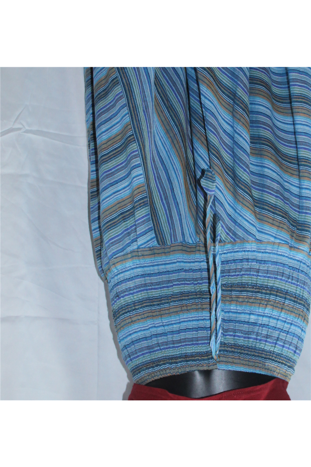 Blue Stripe Tapered Pants fabric detail