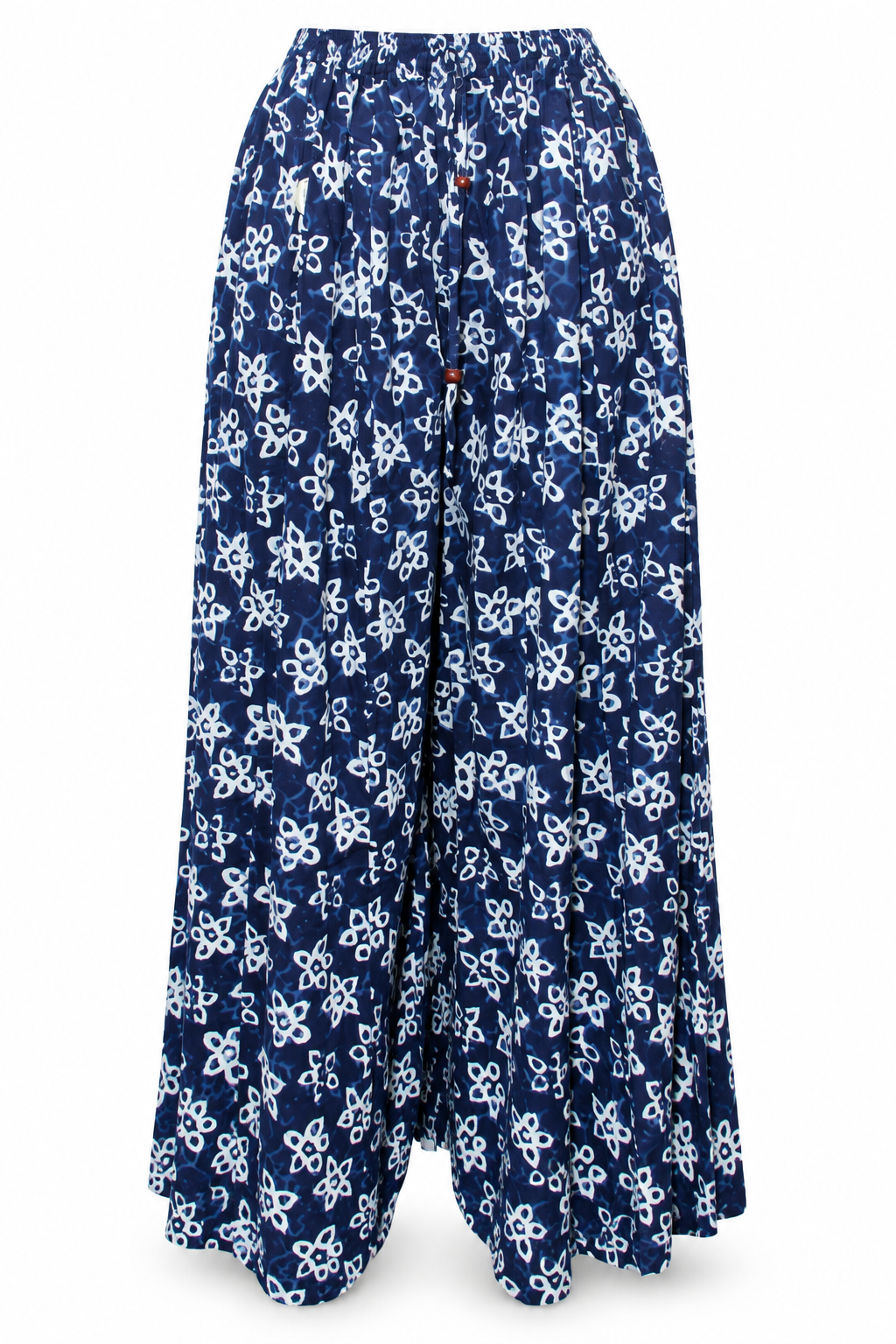 Navy White Floral Harem Pants fabric detail