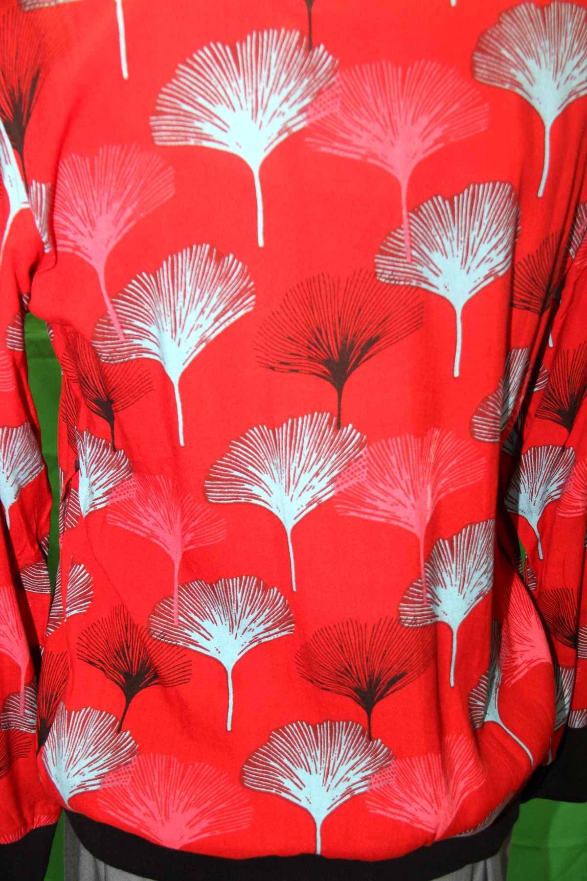 Jacket - Red Grey Ginkgo Leaf Pattern - image 5