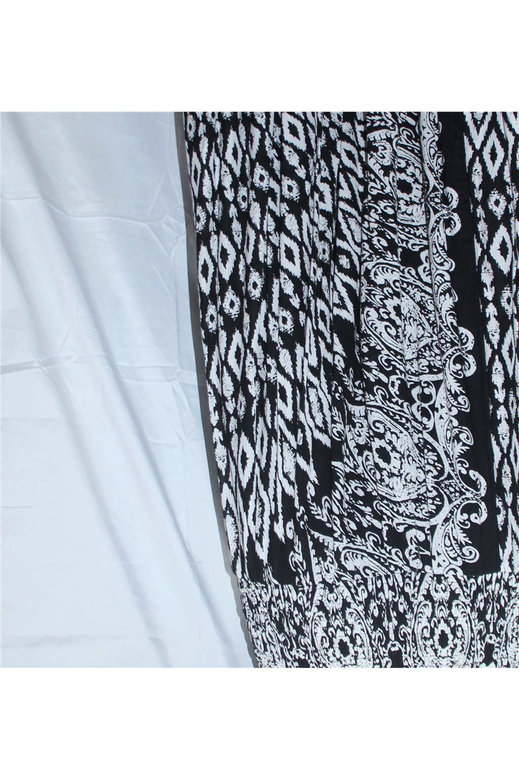Black White Floral Harem Pants fabric detail