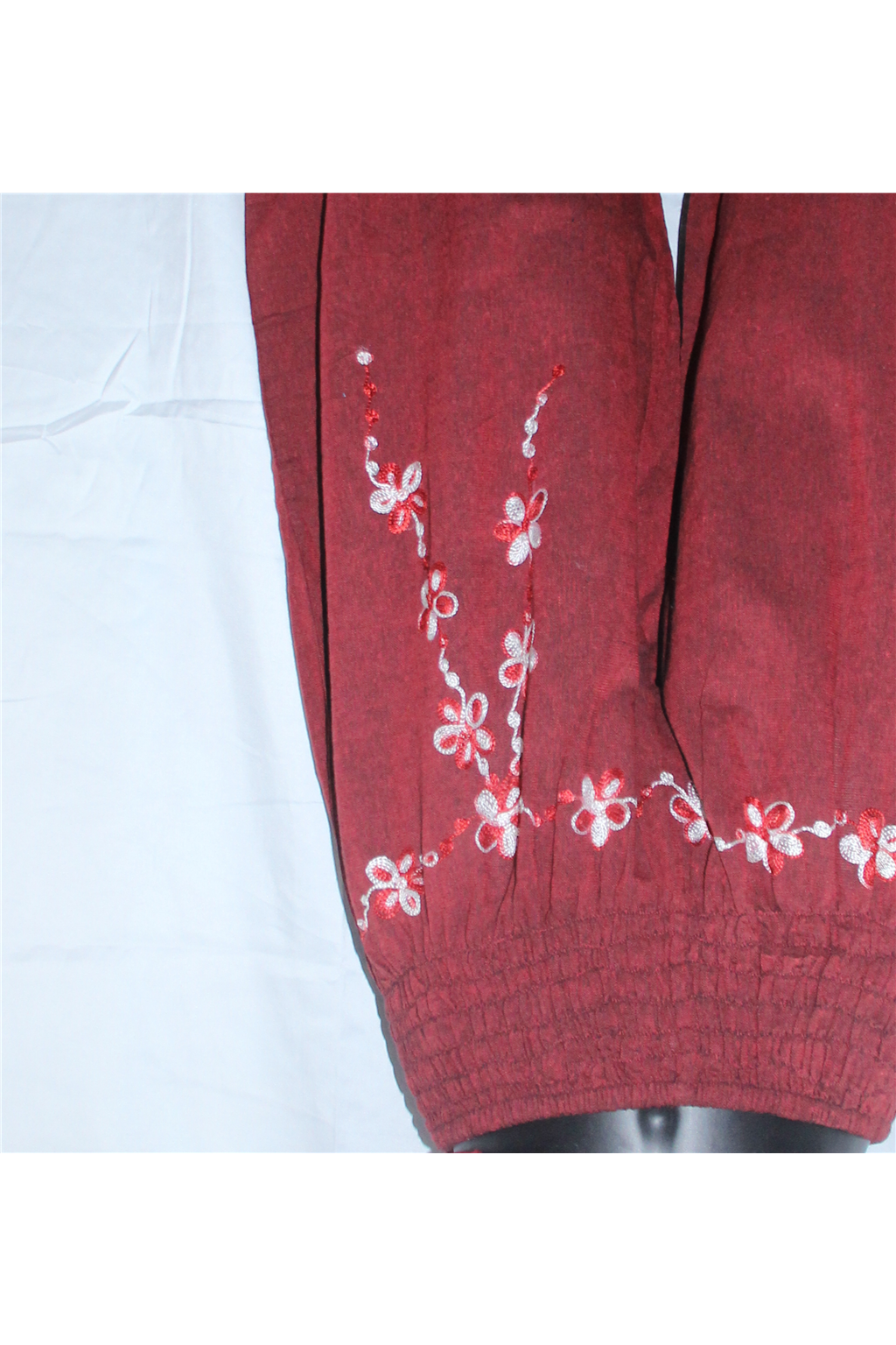 Rust Embroidered Palazzo fabric detail