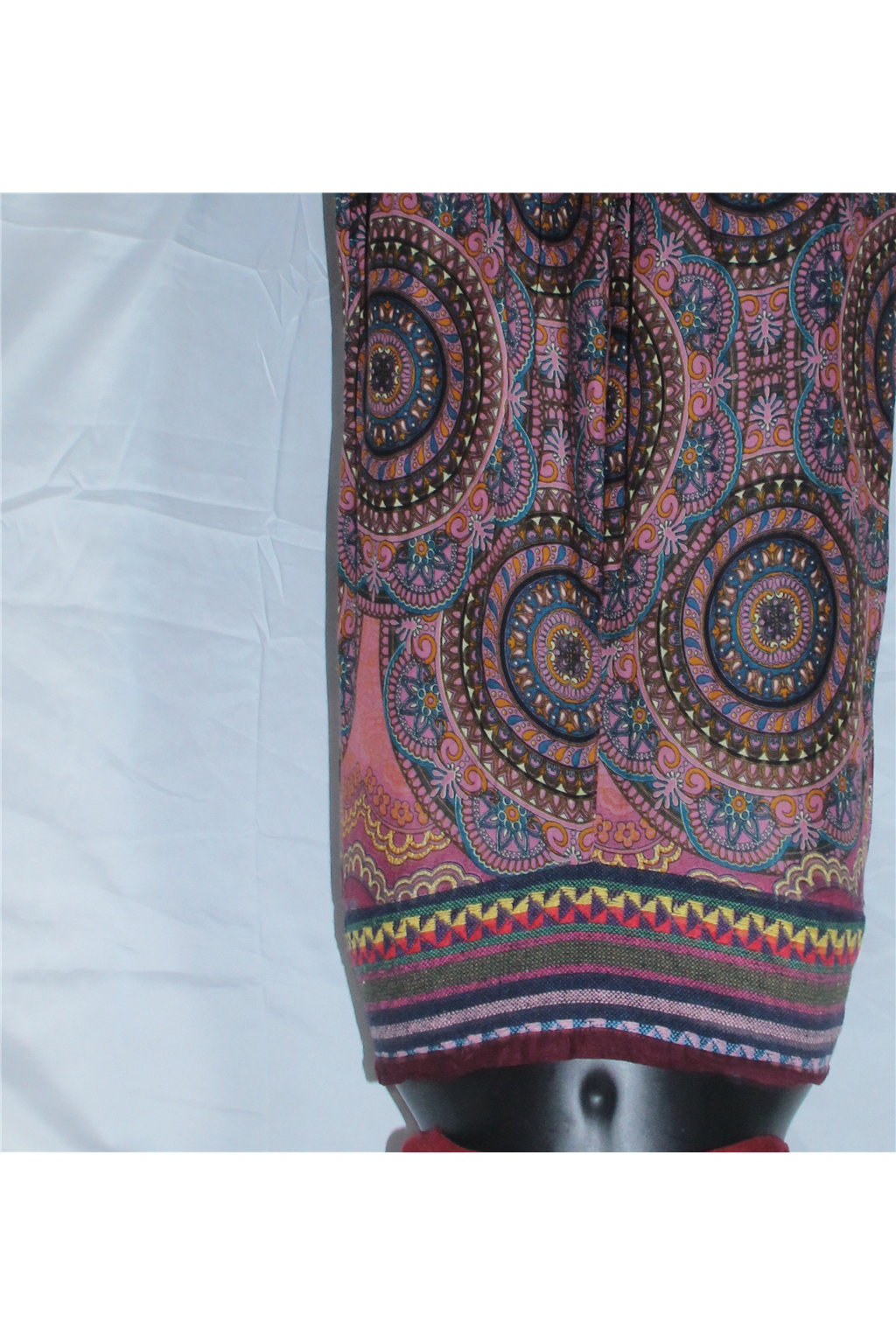Burgundy Mandala Harem Pants fabric detail