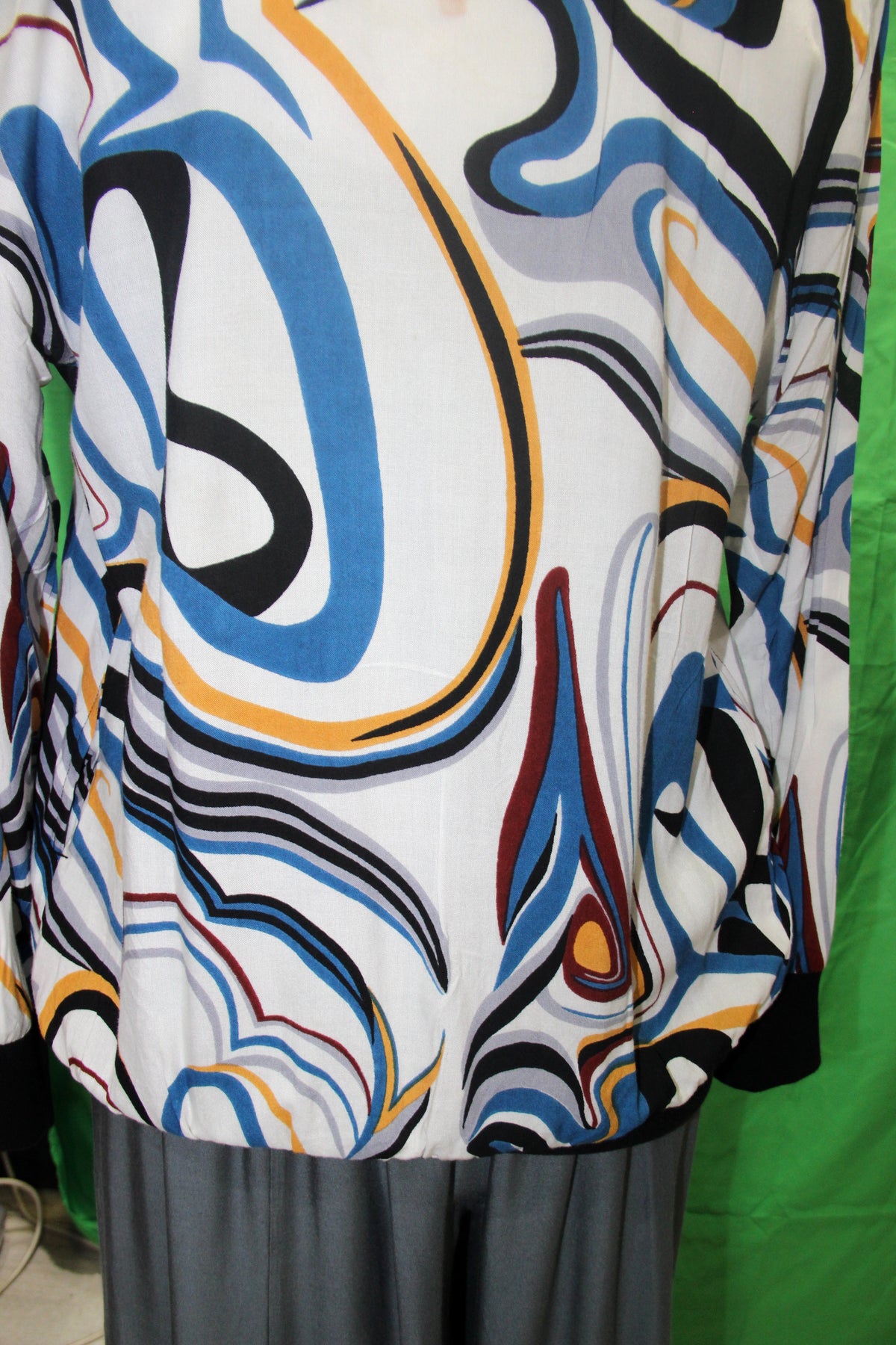 Jacket - White Blue Abstract Swirl Pattern