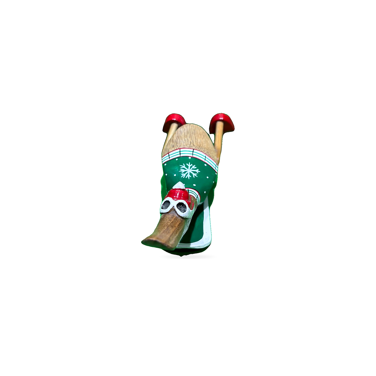 Hand-Painted Wooden Skiing Duck - 5
