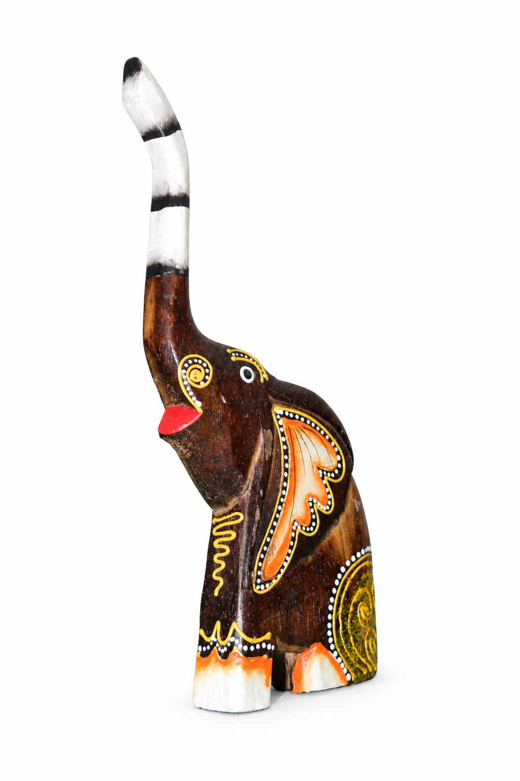 Painted Wooden Elephant Tall - 05-detail
