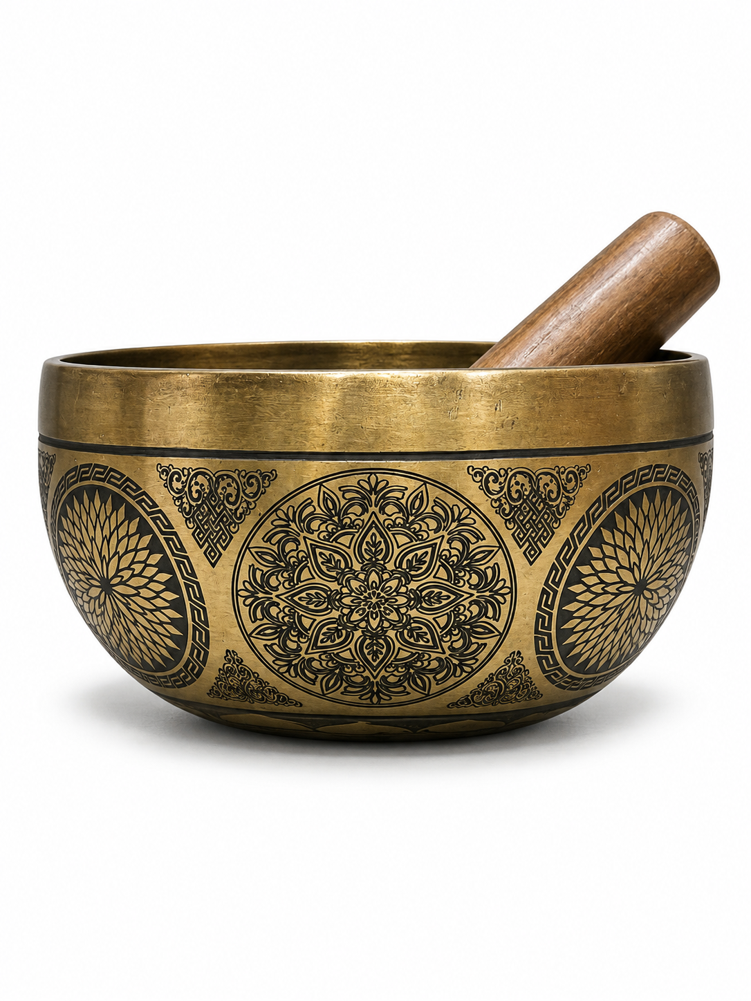 Handmade Nepalese Engraved Bronze Singing Bowl Set - view 5