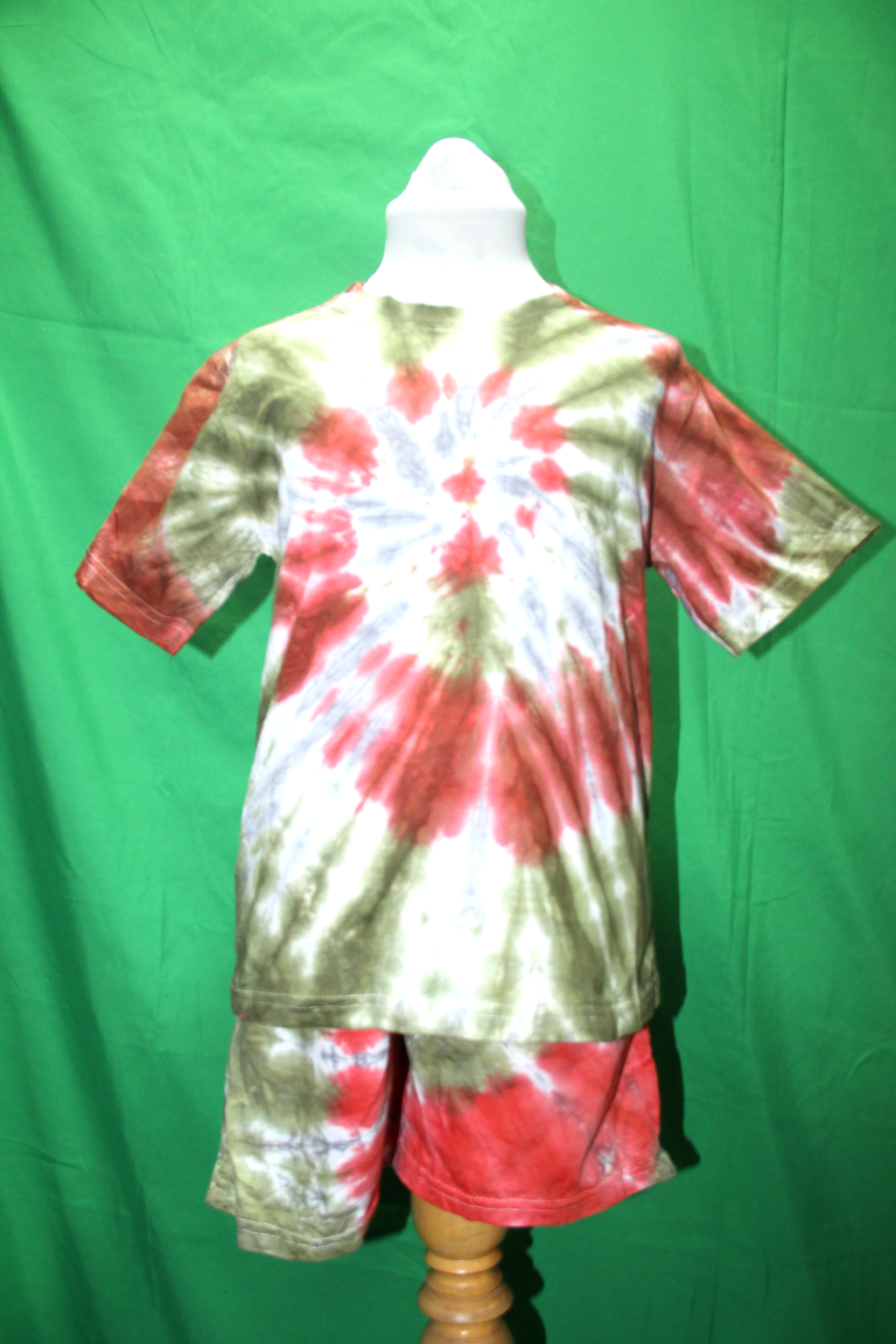 Orange Olive Tie-Dye Tee and Shorts Set - original product view