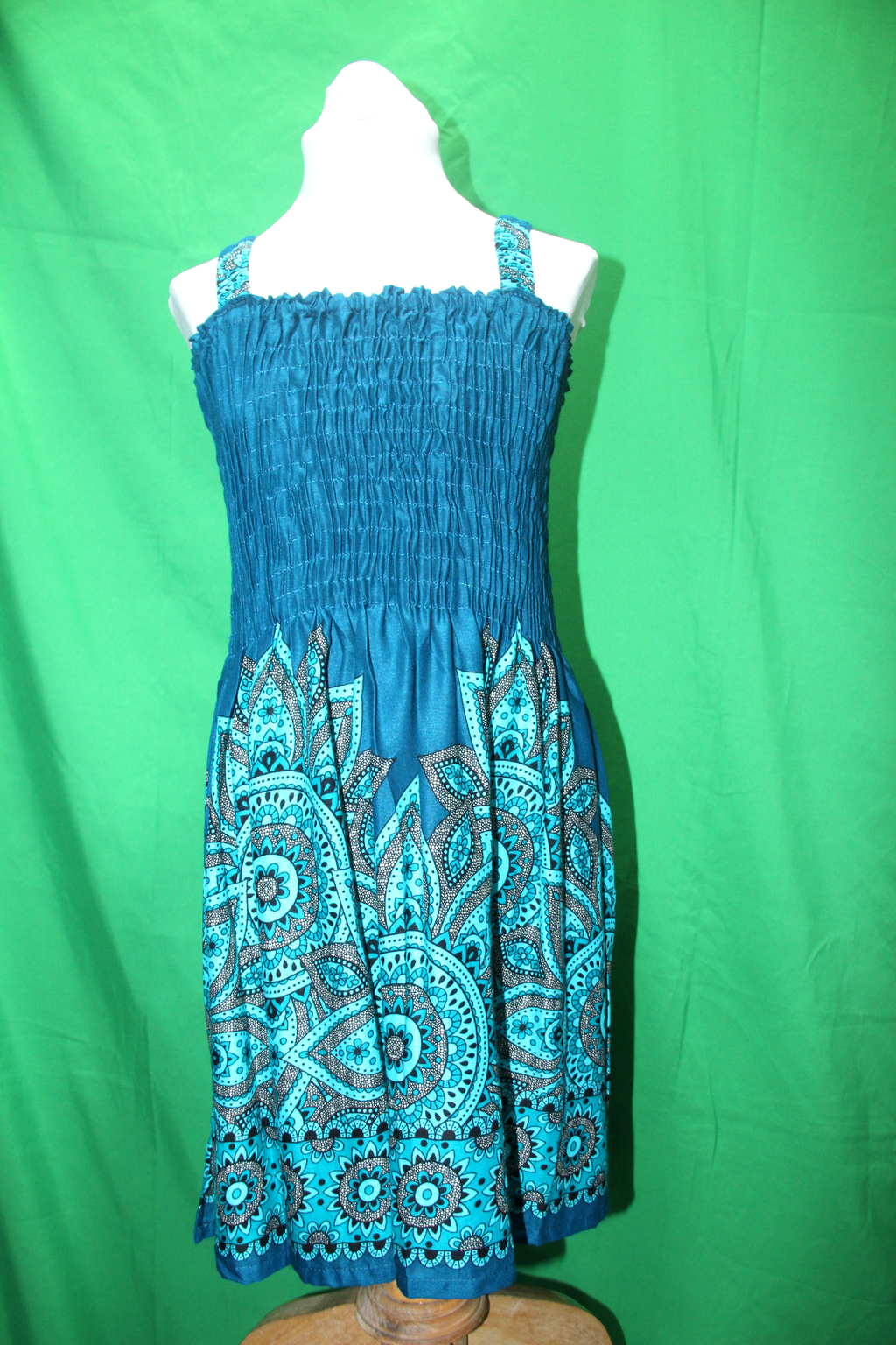 Ocean Blue Mandala Smocked Dress - original product view