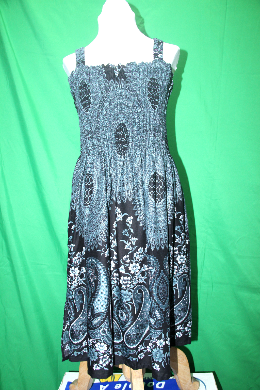 Black and White Paisley Smocked Dress - original product view