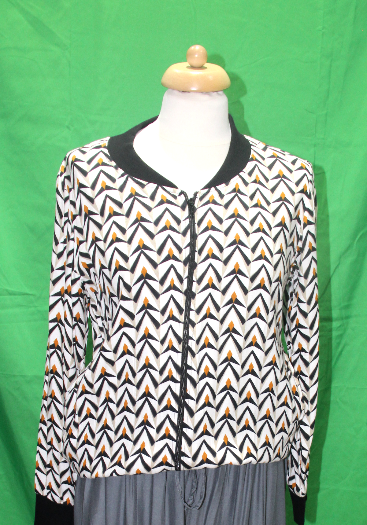 Jacket - Mustard Black Zig Zag Pattern