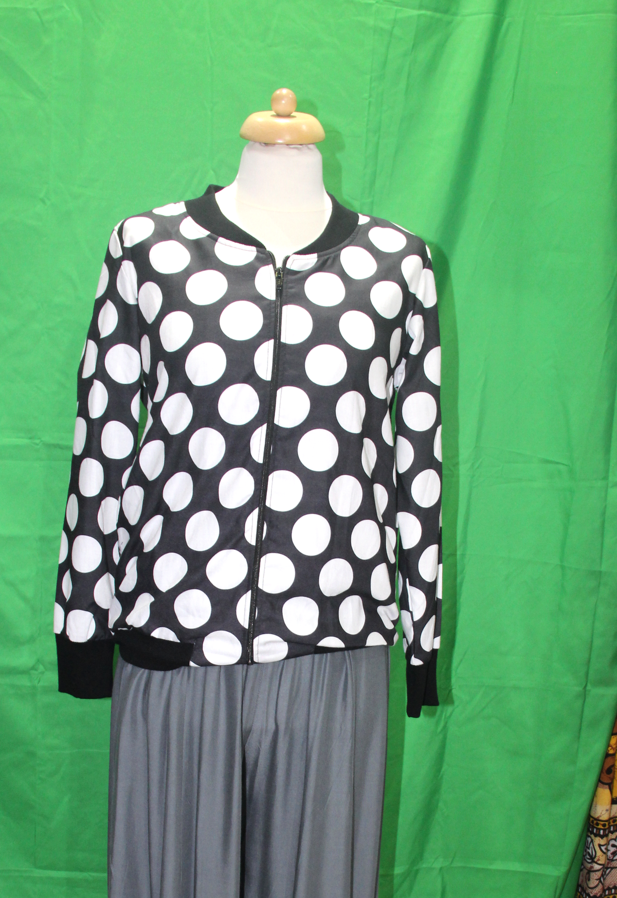 Jacket - Black White Polka Dot Pattern