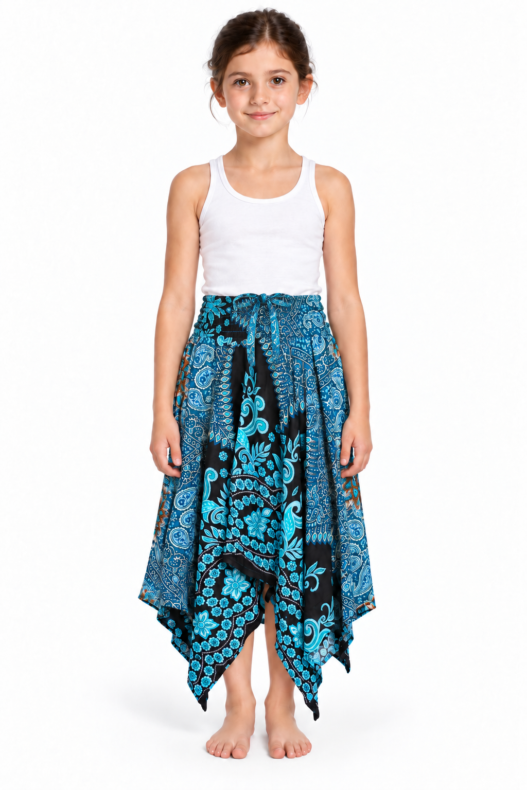 Turquoise Peacock Mandala – Rayon Convertible Dress-Cum-Skirt – skirt hero