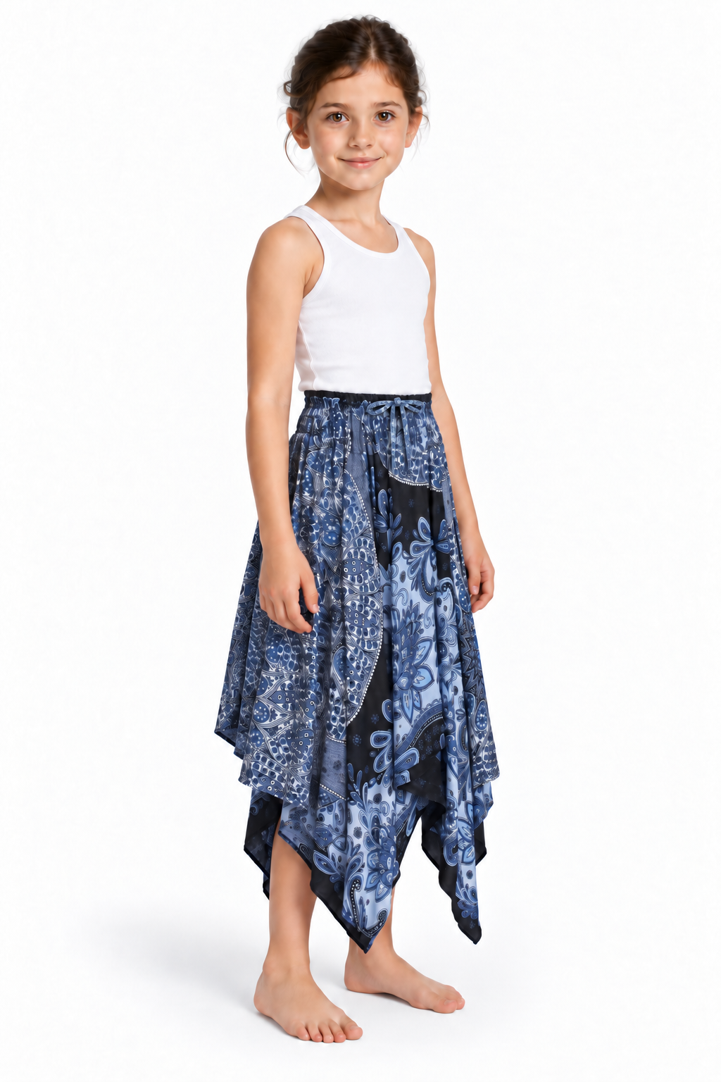 Moonlight Peacock Mandala – Rayon Convertible Dress-Cum-Skirt – skirt quarter side