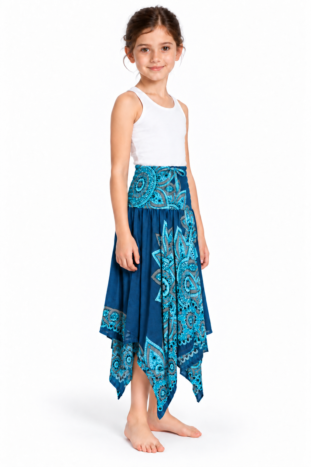 Ocean Peacock Mandala – Rayon Convertible Dress-Cum-Skirt – skirt quarter side
