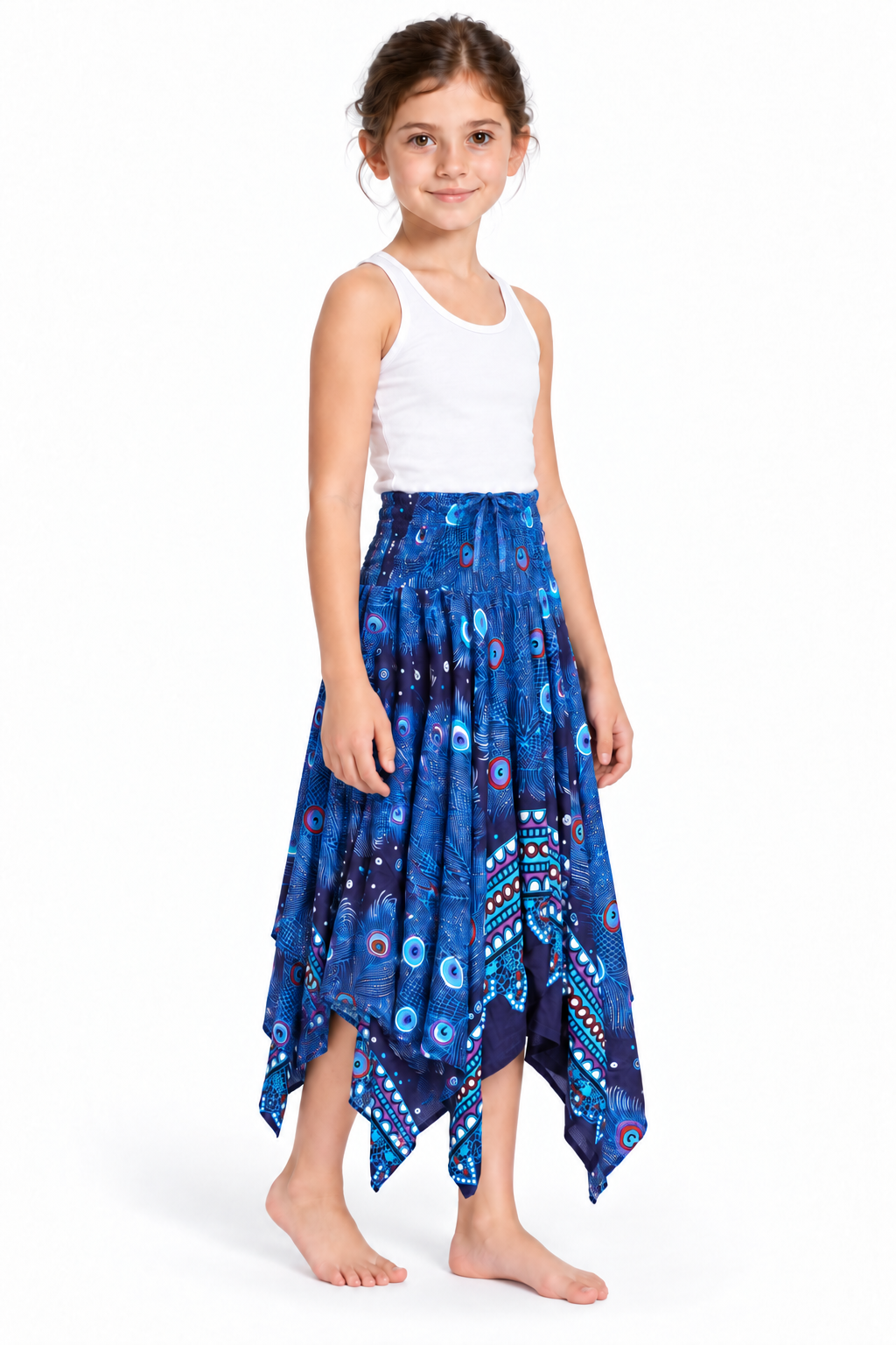 Peacock Feather Eyes – Rayon Convertible Dress-Cum-Skirt – skirt quarter side
