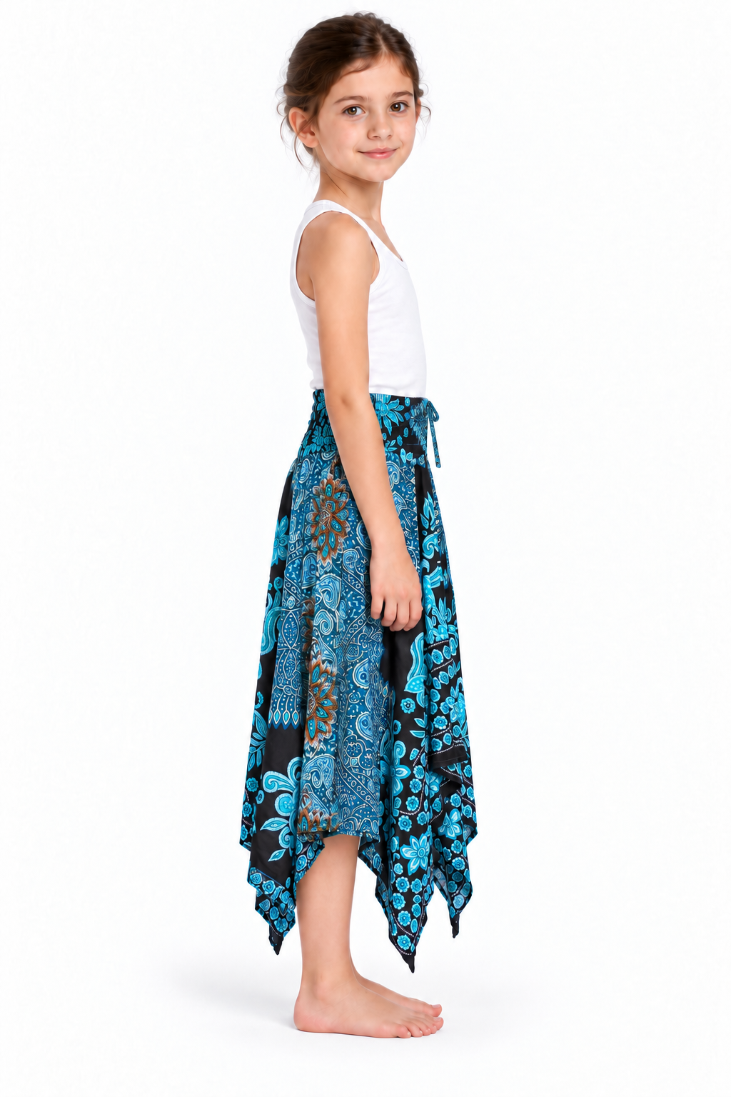 Turquoise Peacock Mandala – Rayon Convertible Dress-Cum-Skirt – skirt side
